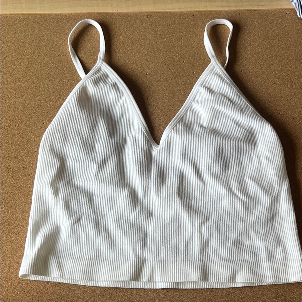 White Ribbed Crop Top